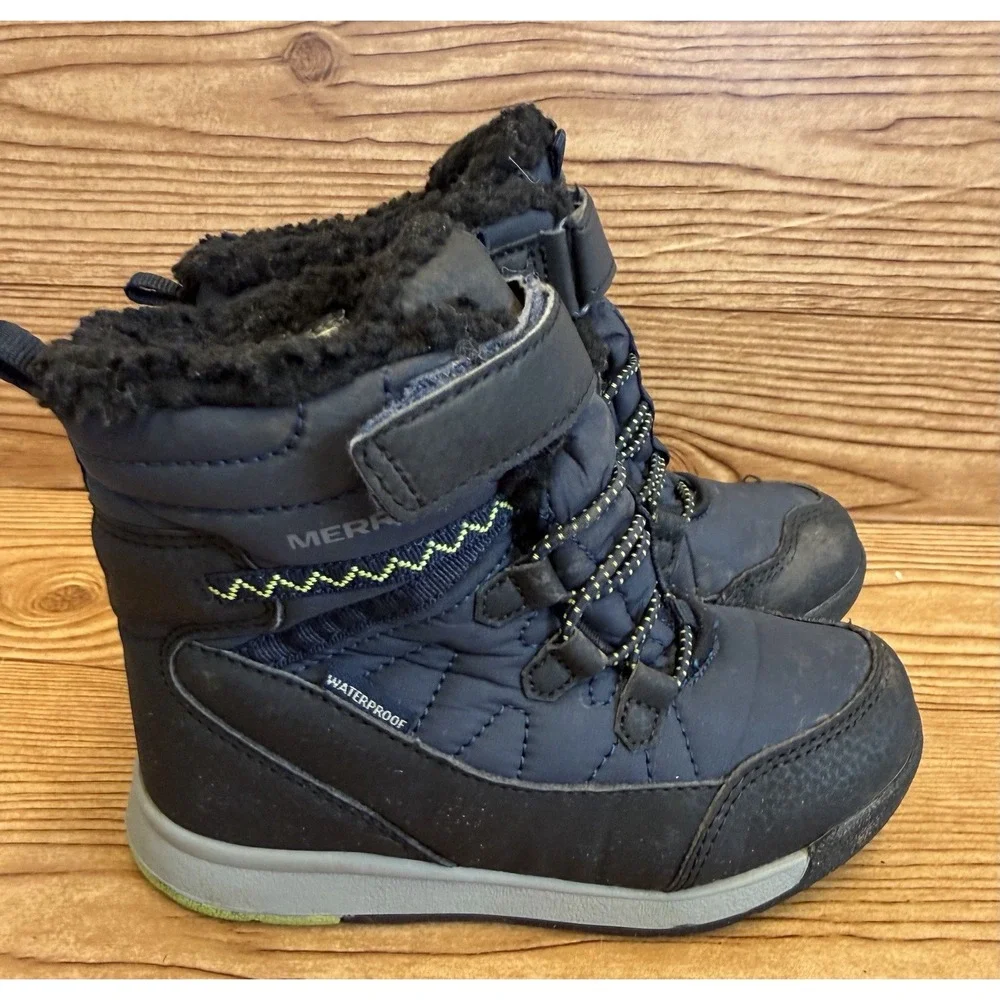 Merrell Boots Toddler Kids 10 Black Snow Crush 3.0 Waterproof Insulated Winter